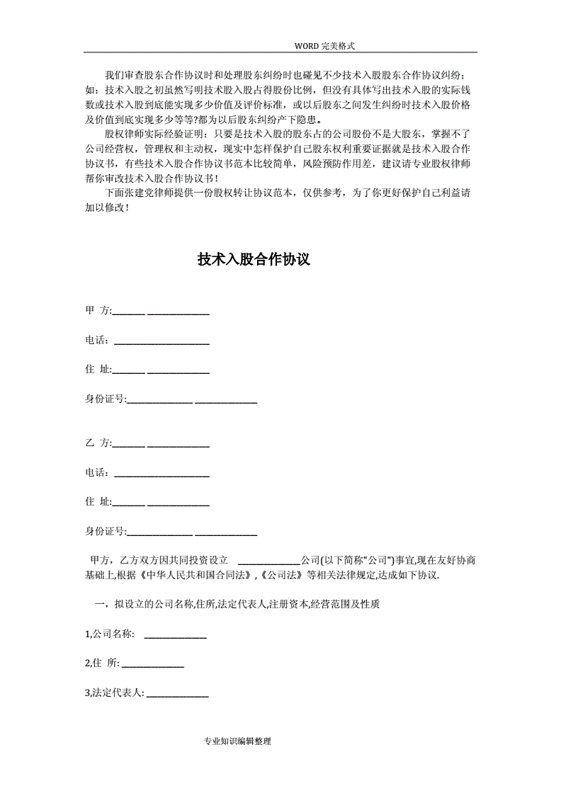 软件开发入股协议,软件公司技术入股